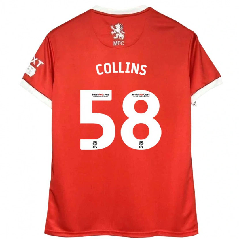 Danxen Mann Sam Collins #58 Rød Hvit Hjemmetrøye Drakt Trøye 2024/25 Skjorter T-Skjorte