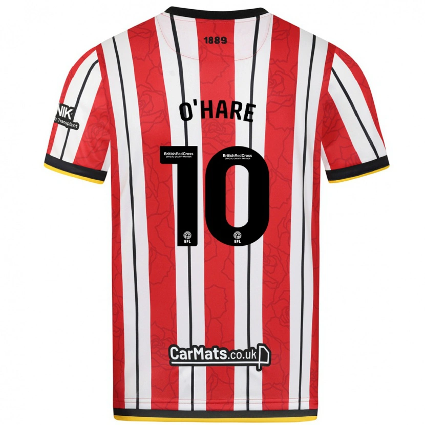 Danxen Mann Callum O'hare #10 Røde Hvite Striper Hjemmetrøye Drakt Trøye 2024/25 Skjorter T-Skjorte