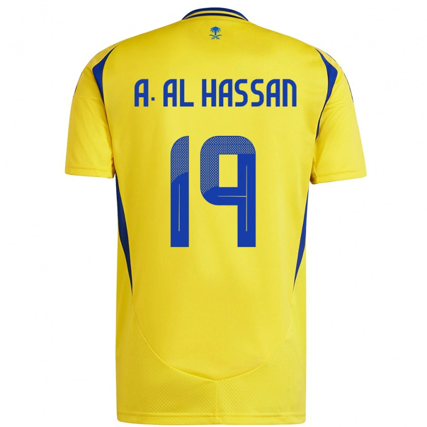 Danxen Mann Ali Al-Hassan #19 Gul Blå Hjemmetrøye Drakt Trøye 2024/25 Skjorter T-Skjorte