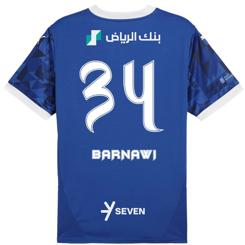 Danxen Mann Saleh Barnawi #34 Mørk Blå Hvit Hjemmetrøye Drakt Trøye 2024/25 Skjorter T-Skjorte
