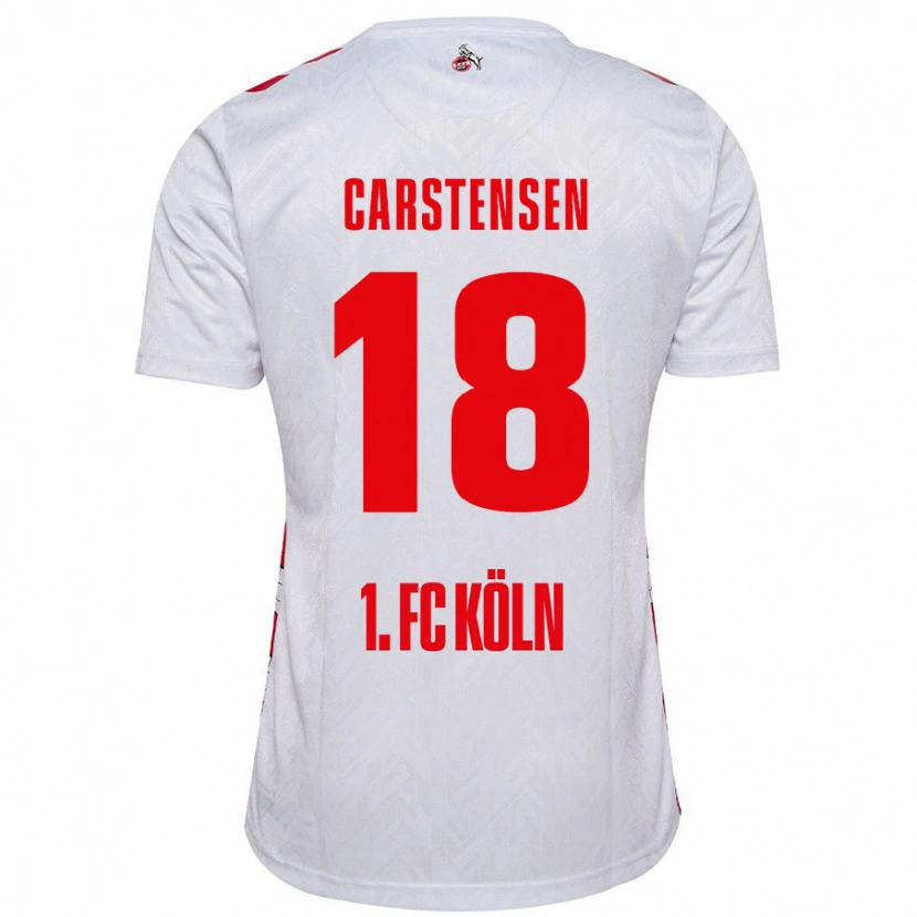 Danxen Mann Rasmus Carstensen #18 Hvit Rød Hjemmetrøye Drakt Trøye 2024/25 Skjorter T-Skjorte