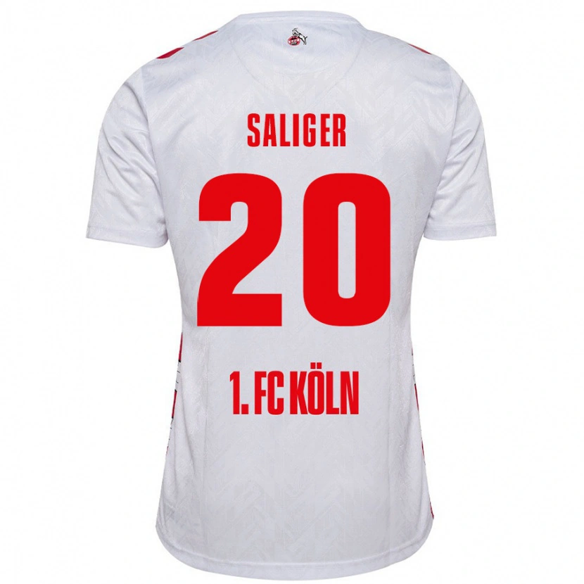 Danxen Mann Jonas Saliger #20 Hvit Rød Hjemmetrøye Drakt Trøye 2024/25 Skjorter T-Skjorte