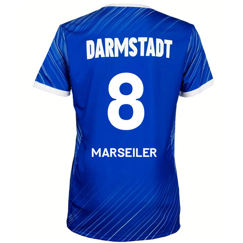 Danxen Mann Luca Marseiler #8 Blå Hvit Hjemmetrøye Drakt Trøye 2024/25 Skjorter T-Skjorte