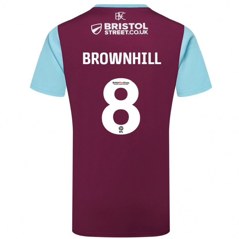 Danxen Mann Josh Brownhill #8 Burgund Himmelblå Hjemmetrøye Drakt Trøye 2024/25 Skjorter T-Skjorte
