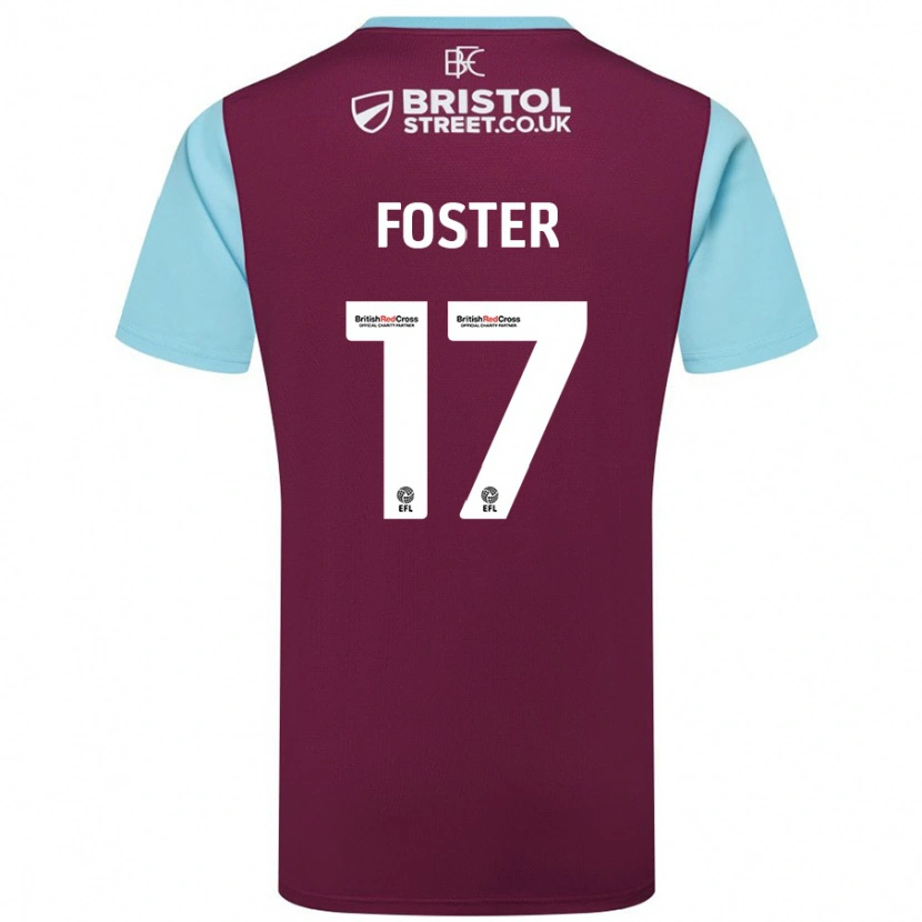 Danxen Mann Lyle Foster #17 Burgund Himmelblå Hjemmetrøye Drakt Trøye 2024/25 Skjorter T-Skjorte