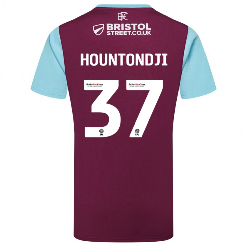 Danxen Mann Andreas Hountondji #37 Burgund Himmelblå Hjemmetrøye Drakt Trøye 2024/25 Skjorter T-Skjorte