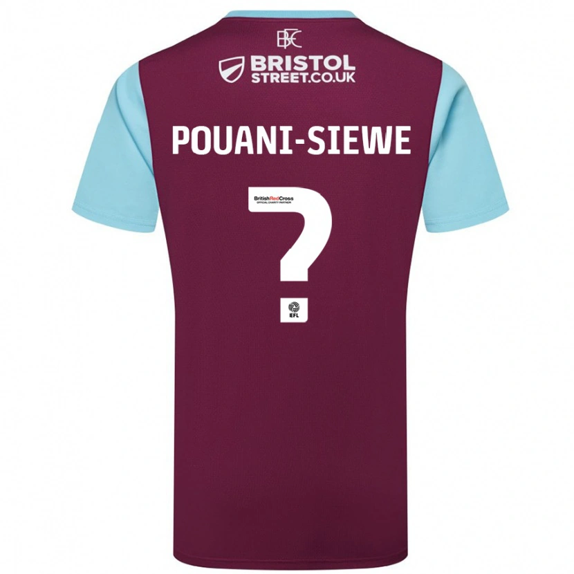 Danxen Mann Brandon Pouani-Siewe #0 Burgund Himmelblå Hjemmetrøye Drakt Trøye 2024/25 Skjorter T-Skjorte