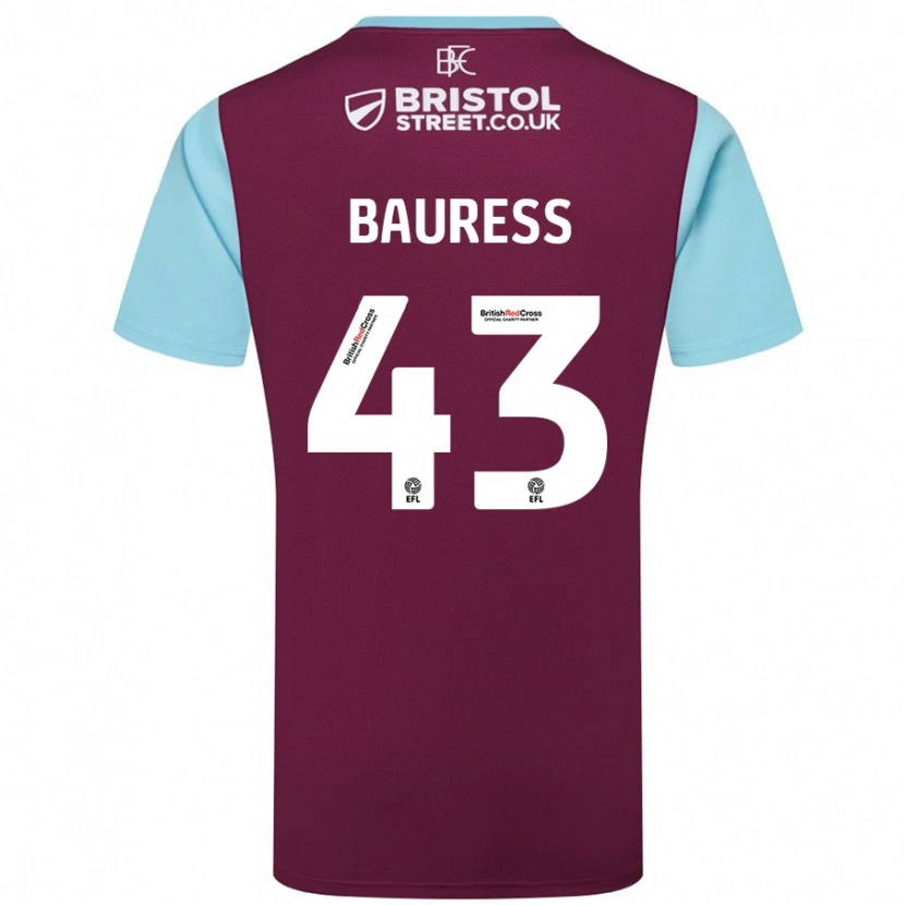 Danxen Mann Joe Bauress #43 Burgund Himmelblå Hjemmetrøye Drakt Trøye 2024/25 Skjorter T-Skjorte