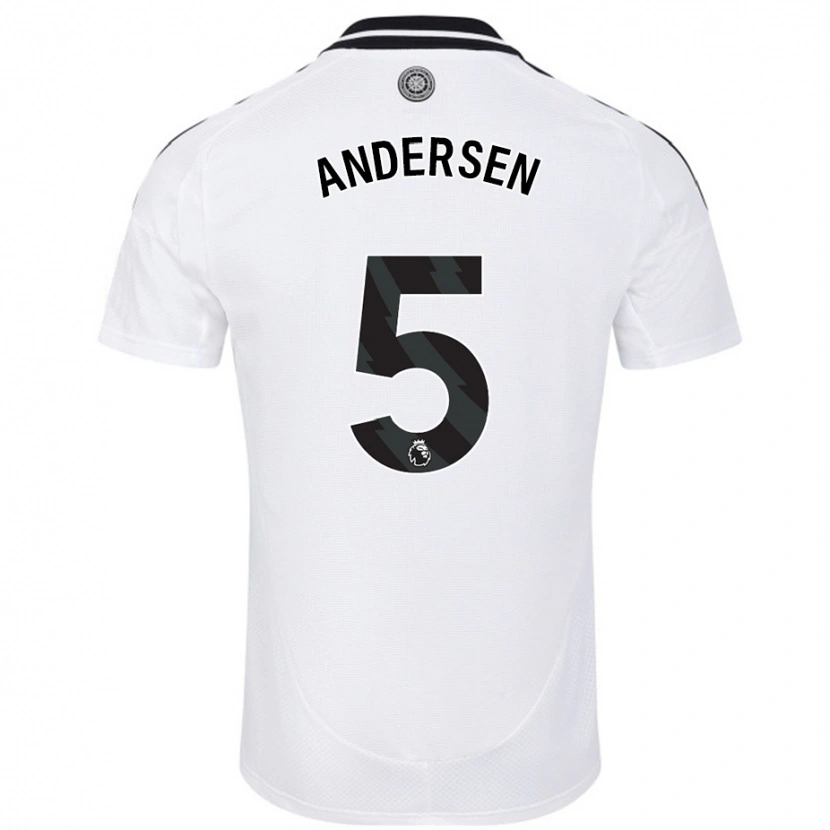 Danxen Mann Joachim Andersen #5 Hvit Hjemmetrøye Drakt Trøye 2024/25 Skjorter T-Skjorte