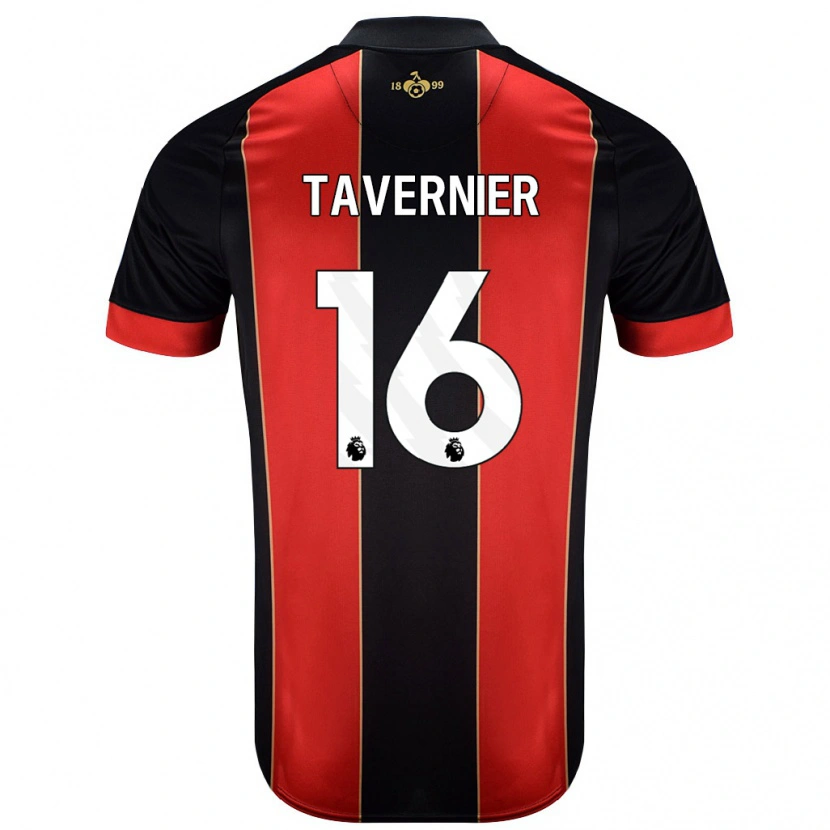 Danxen Mann Marcus Tavernier #16 Rød Svart Hjemmetrøye Drakt Trøye 2024/25 Skjorter T-Skjorte