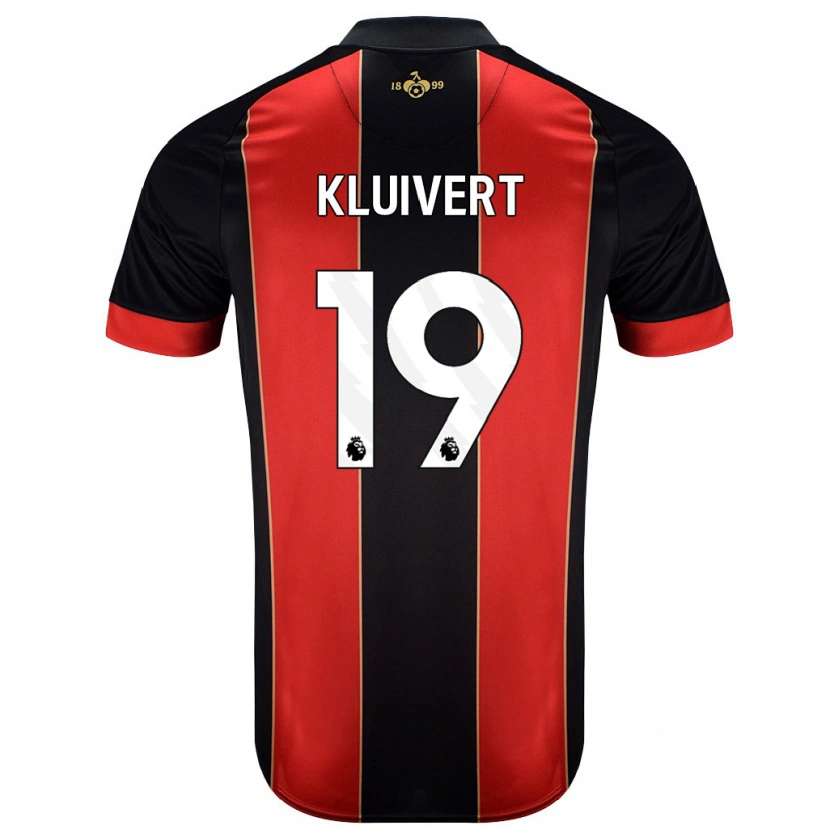 Danxen Mann Justin Kluivert #19 Rød Svart Hjemmetrøye Drakt Trøye 2024/25 Skjorter T-Skjorte