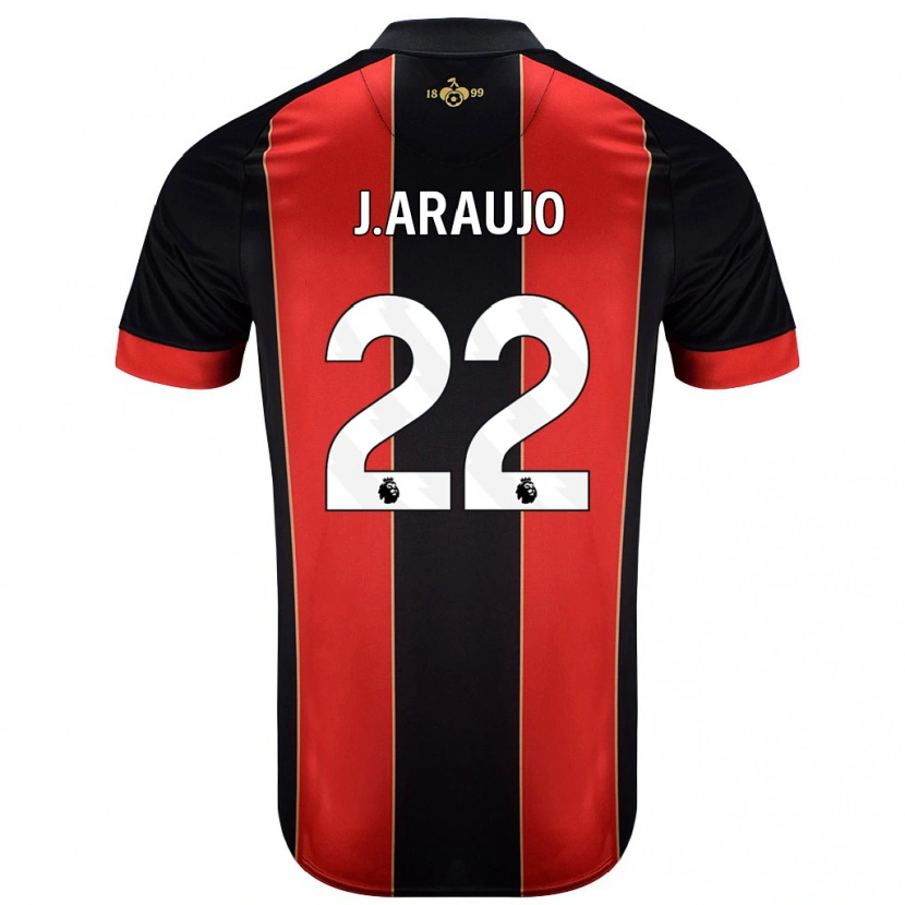 Danxen Mann Julián Araujo #28 Rød Svart Hjemmetrøye Drakt Trøye 2024/25 Skjorter T-Skjorte