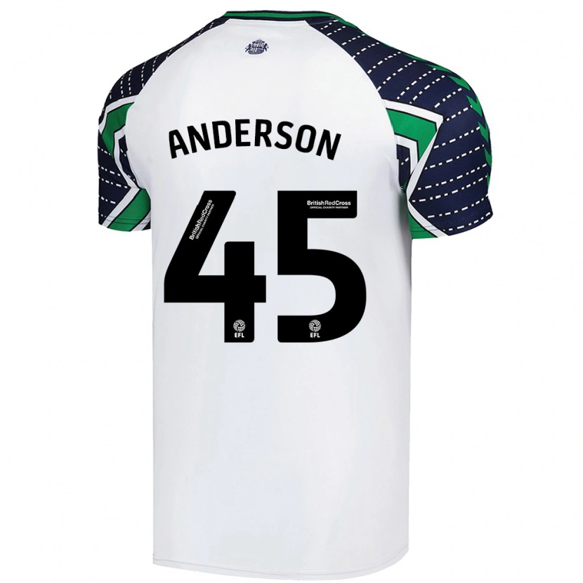 Danxen Mann Joe Anderson #45 Hvit Bortetrøye Drakt Trøye 2024/25 Skjorter T-Skjorte