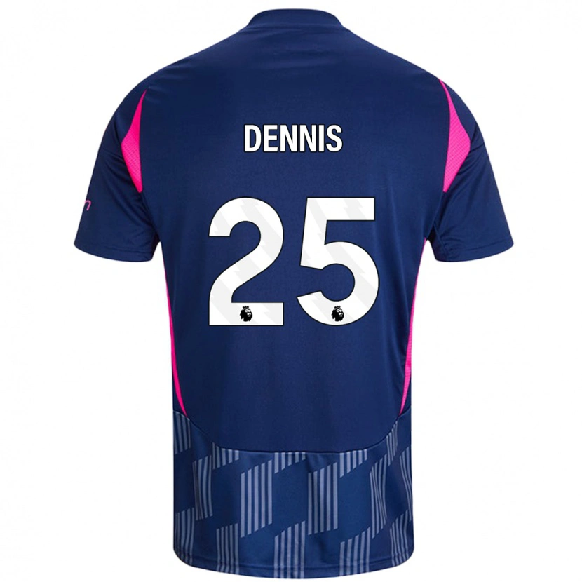 Danxen Mann Emmanuel Dennis #25 Kongeblå Rosa Bortetrøye Drakt Trøye 2024/25 Skjorter T-Skjorte