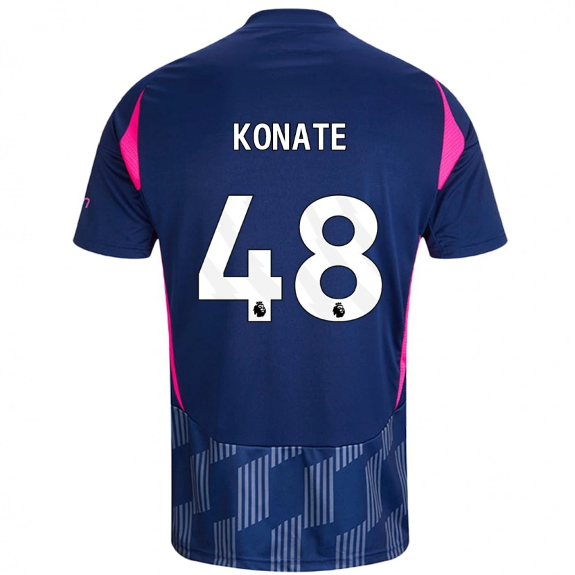 Danxen Mann Ateef Konaté #48 Kongeblå Rosa Bortetrøye Drakt Trøye 2024/25 Skjorter T-Skjorte