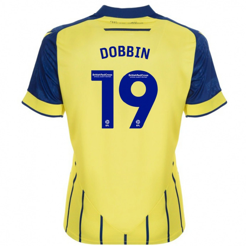 Danxen Mann Lewis Dobbin #19 Gul Blå Bortetrøye Drakt Trøye 2024/25 Skjorter T-Skjorte