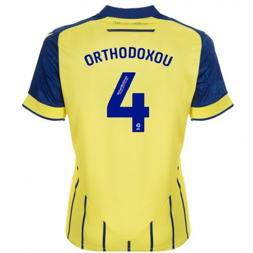 Danxen Mann Francesca Orthodoxou #4 Gul Blå Bortetrøye Drakt Trøye 2024/25 Skjorter T-Skjorte