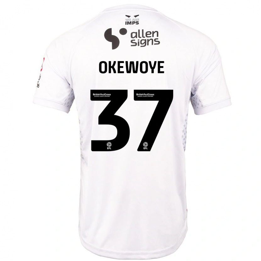 Danxen Mann Gbolahan Okewoye #37 Rød Hvit Bortetrøye Drakt Trøye 2024/25 Skjorter T-Skjorte