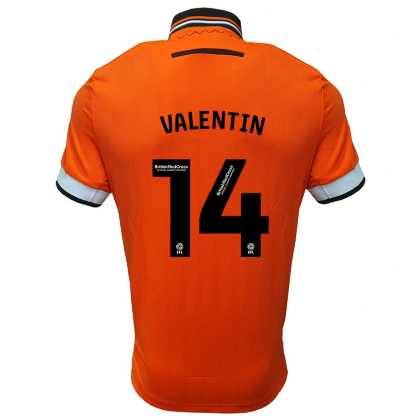 Danxen Mann Pol Valentín #14 Oransje Hvit Bortetrøye Drakt Trøye 2024/25 Skjorter T-Skjorte