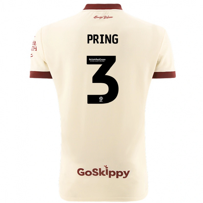 Danxen Mann Cameron Pring #3 Kremhvit Bortetrøye Drakt Trøye 2024/25 Skjorter T-Skjorte