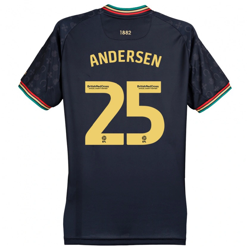 Danxen Mann Lucas Andersen #25 Mørk Marineblå Bortetrøye Drakt Trøye 2024/25 Skjorter T-Skjorte