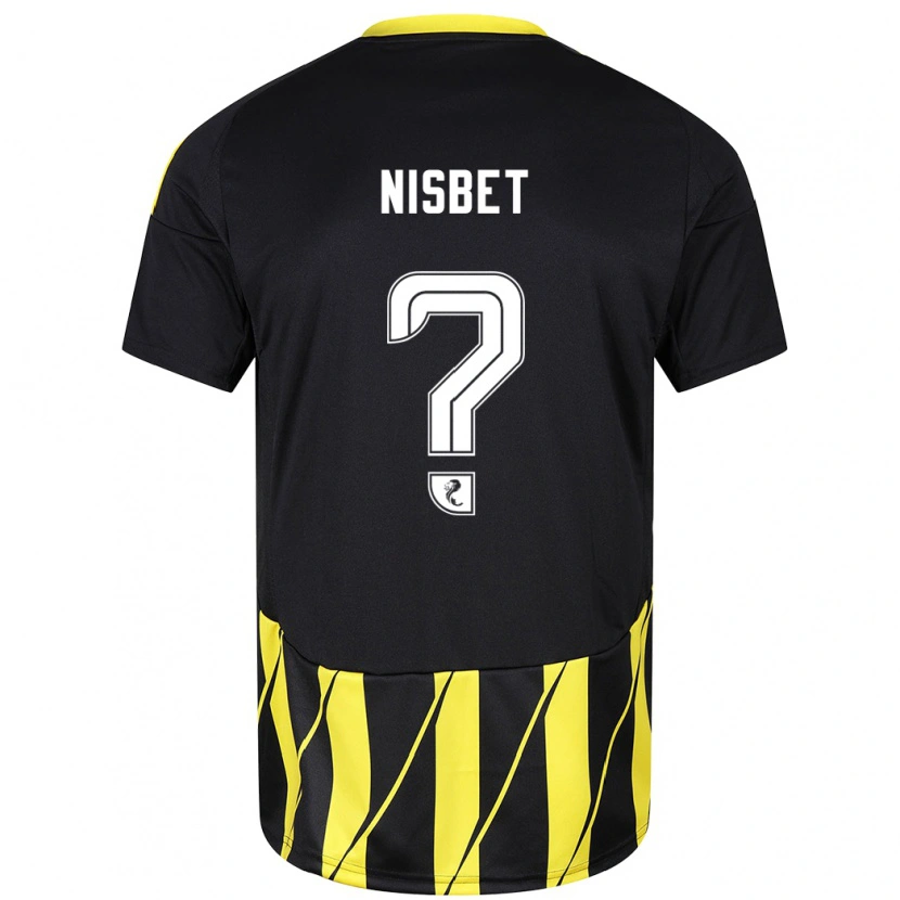 Danxen Mann Kevin Nisbet #0 Svart Gul Bortetrøye Drakt Trøye 2024/25 Skjorter T-Skjorte