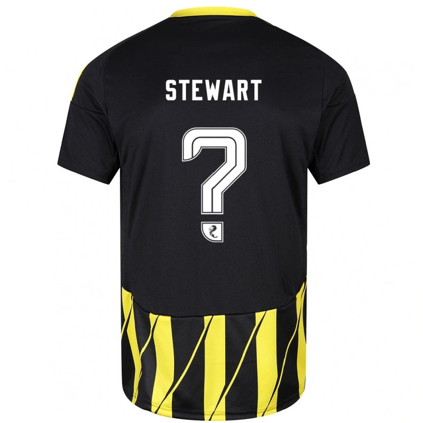 Danxen Mann Alfie Stewart #0 Svart Gul Bortetrøye Drakt Trøye 2024/25 Skjorter T-Skjorte