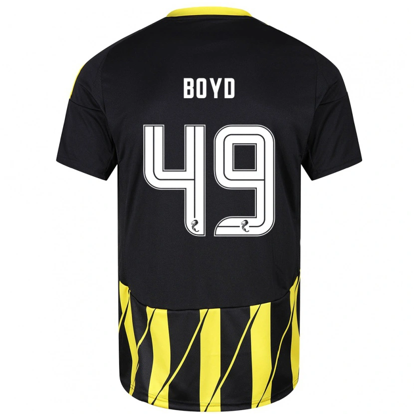 Danxen Mann Fletcher Boyd #49 Svart Gul Bortetrøye Drakt Trøye 2024/25 Skjorter T-Skjorte