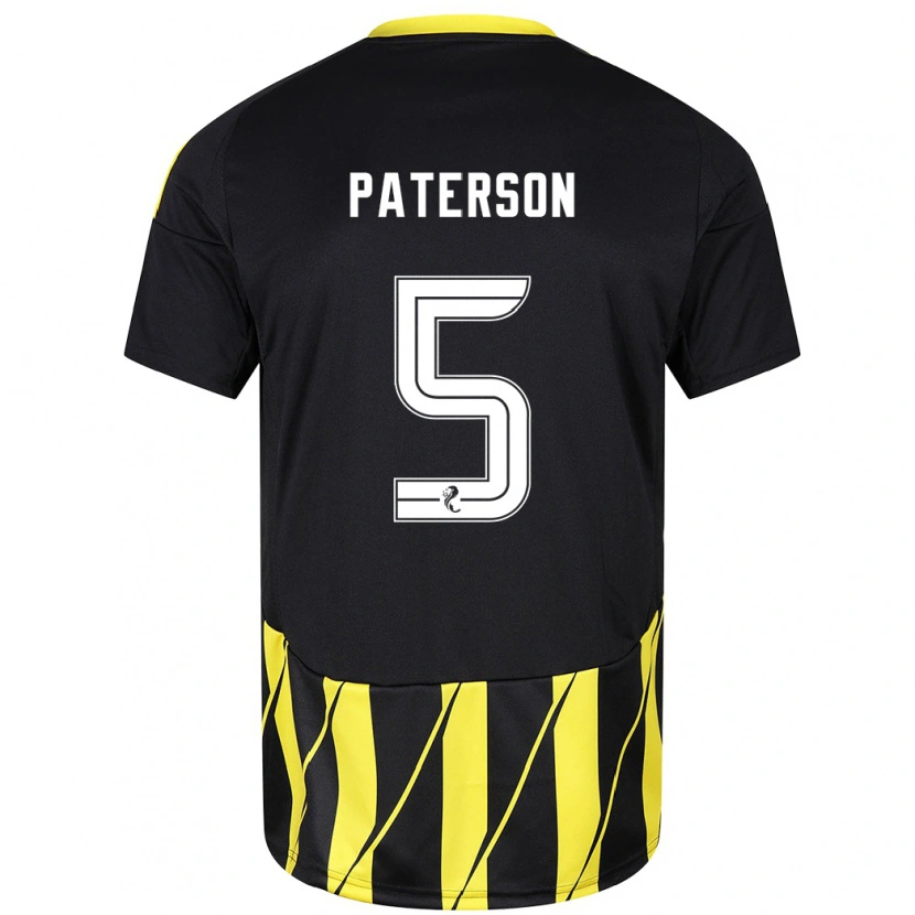 Danxen Mann Donna Paterson #5 Svart Gul Bortetrøye Drakt Trøye 2024/25 Skjorter T-Skjorte