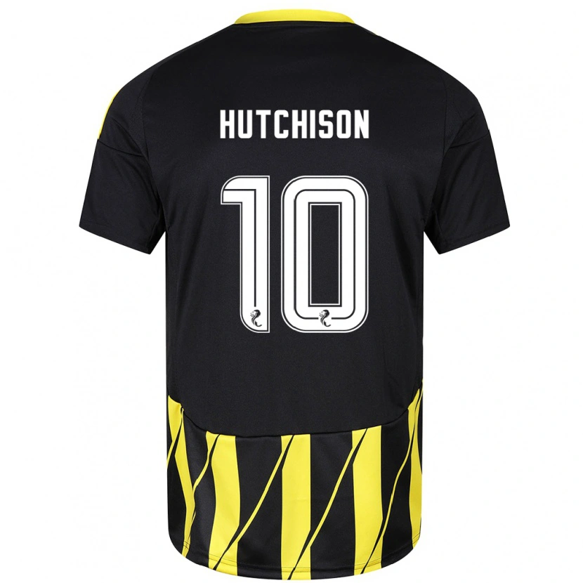 Danxen Mann Bayley Hutchison #10 Svart Gul Bortetrøye Drakt Trøye 2024/25 Skjorter T-Skjorte