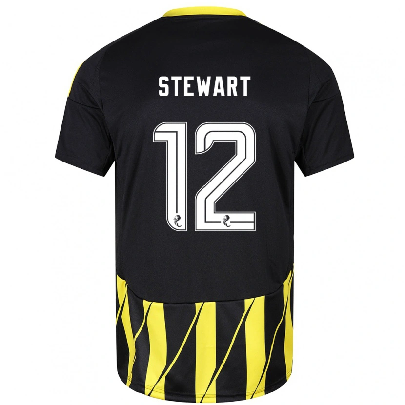 Danxen Mann Hannah Stewart #12 Svart Gul Bortetrøye Drakt Trøye 2024/25 Skjorter T-Skjorte