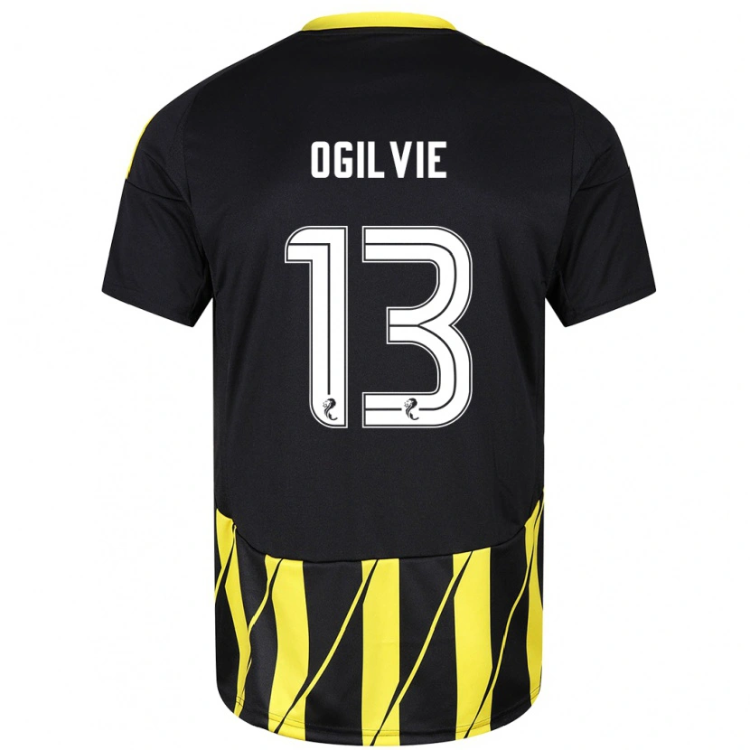 Danxen Mann Francesca Ogilvie #13 Svart Gul Bortetrøye Drakt Trøye 2024/25 Skjorter T-Skjorte