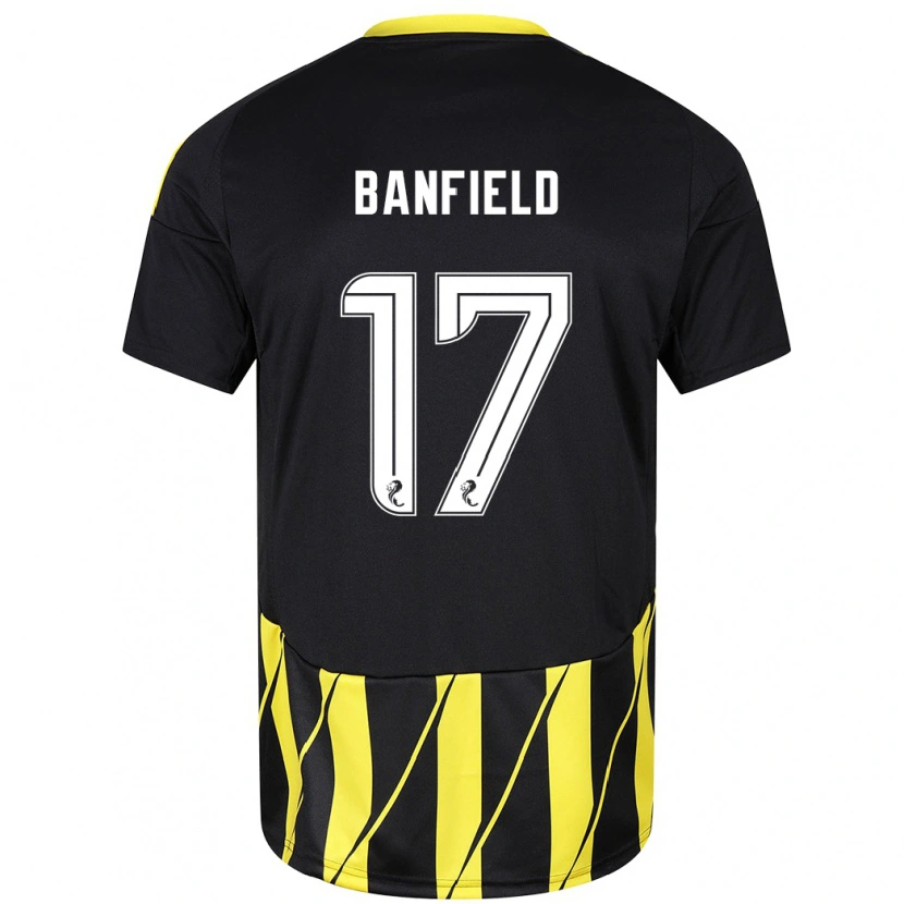 Danxen Mann Keeley Banfield #17 Svart Gul Bortetrøye Drakt Trøye 2024/25 Skjorter T-Skjorte