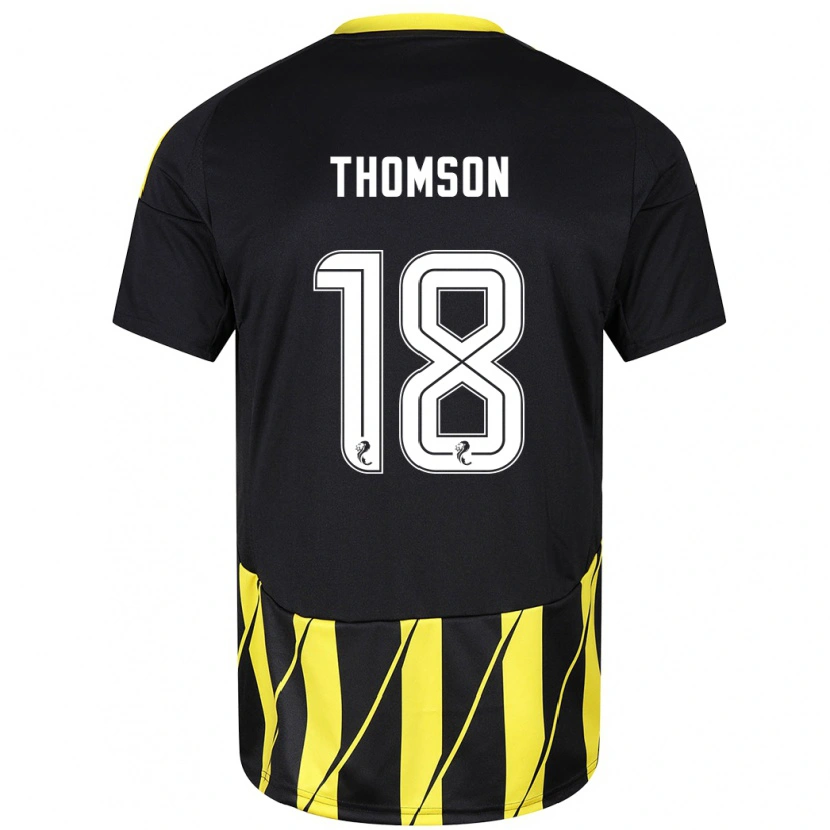Danxen Mann Eva Thomson #18 Svart Gul Bortetrøye Drakt Trøye 2024/25 Skjorter T-Skjorte