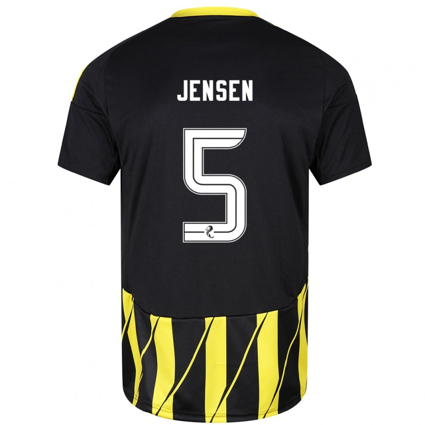 Danxen Mann Richard Jensen #5 Svart Gul Bortetrøye Drakt Trøye 2024/25 Skjorter T-Skjorte