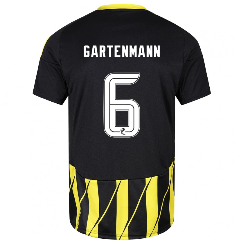 Danxen Mann Stefan Gartenmann #6 Svart Gul Bortetrøye Drakt Trøye 2024/25 Skjorter T-Skjorte