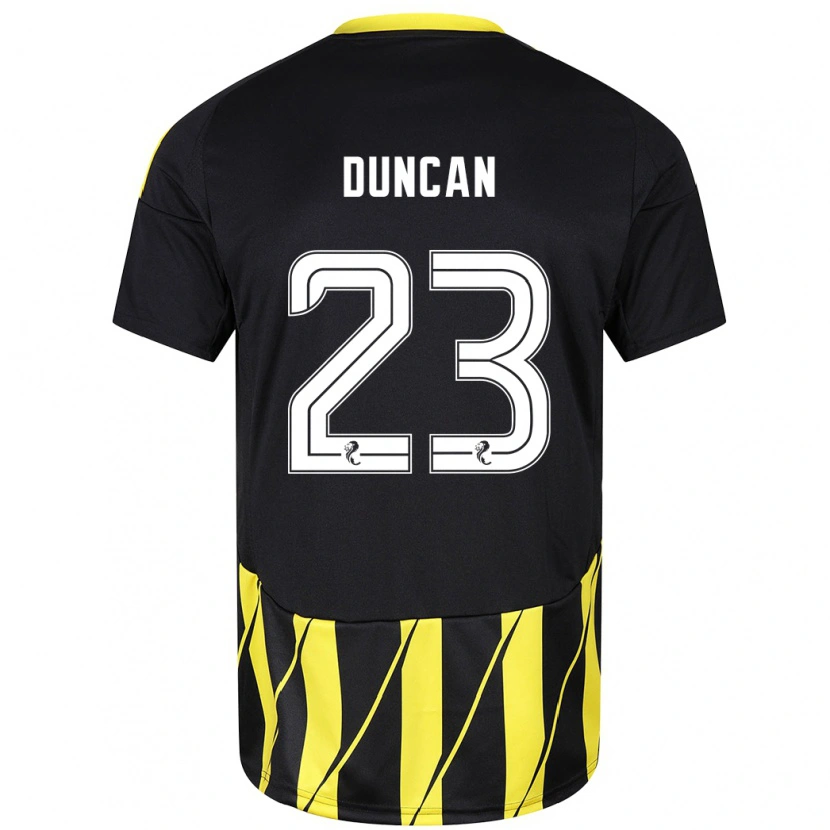 Danxen Mann Ryan Duncan #23 Svart Gul Bortetrøye Drakt Trøye 2024/25 Skjorter T-Skjorte