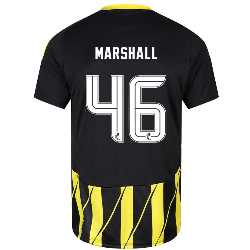 Danxen Mann Findlay Marshall #46 Svart Gul Bortetrøye Drakt Trøye 2024/25 Skjorter T-Skjorte