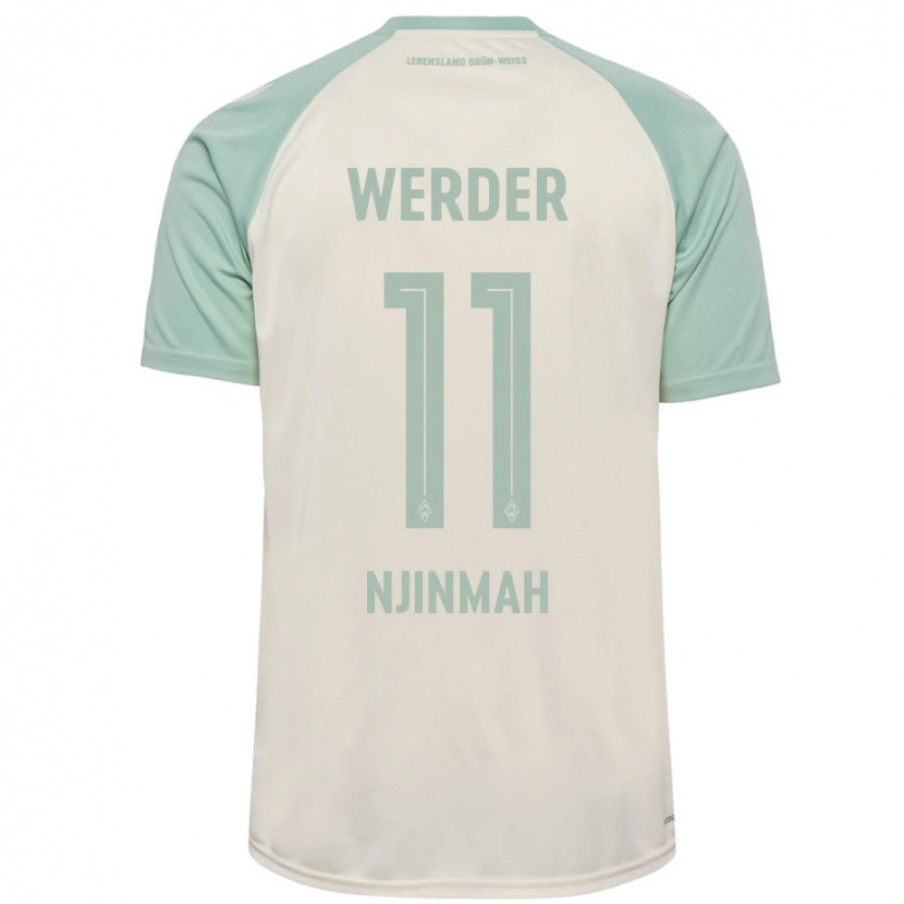 Danxen Mann Justin Njinmah #11 Off-White Lysegrønn Bortetrøye Drakt Trøye 2024/25 Skjorter T-Skjorte