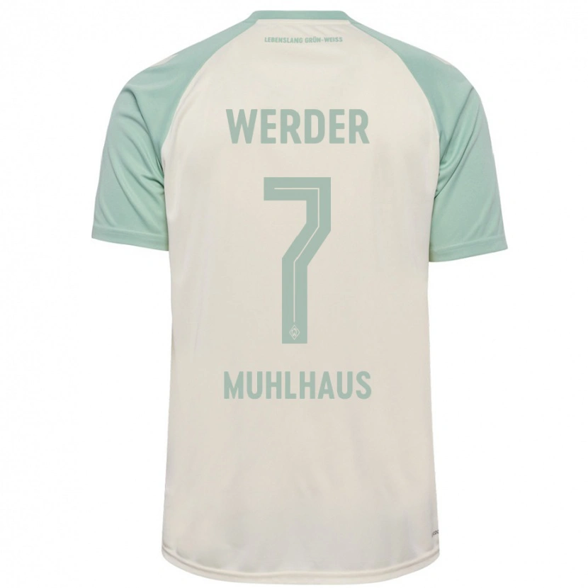 Danxen Mann Larissa Mühlhaus #7 Off-White Lysegrønn Bortetrøye Drakt Trøye 2024/25 Skjorter T-Skjorte