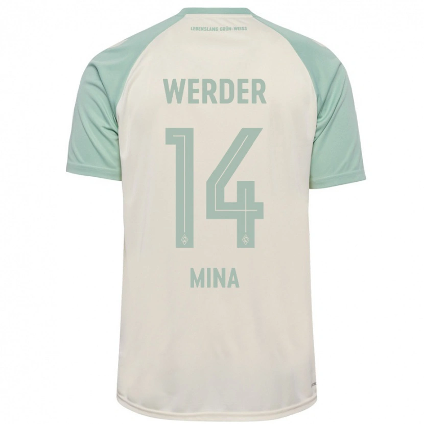 Danxen Mann Johan Mina #14 Off-White Lysegrønn Bortetrøye Drakt Trøye 2024/25 Skjorter T-Skjorte