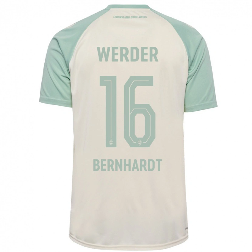 Danxen Mann Emilie Bernhardt #16 Off-White Lysegrønn Bortetrøye Drakt Trøye 2024/25 Skjorter T-Skjorte