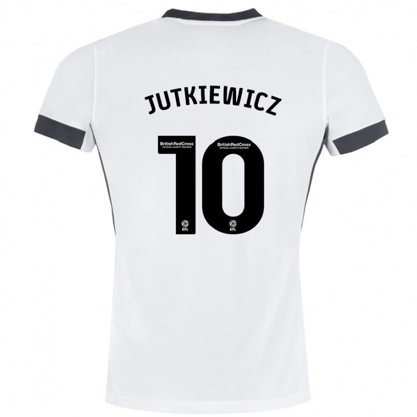 Danxen Mann Lukas Jutkiewicz #10 Hvit Svart Bortetrøye Drakt Trøye 2024/25 Skjorter T-Skjorte