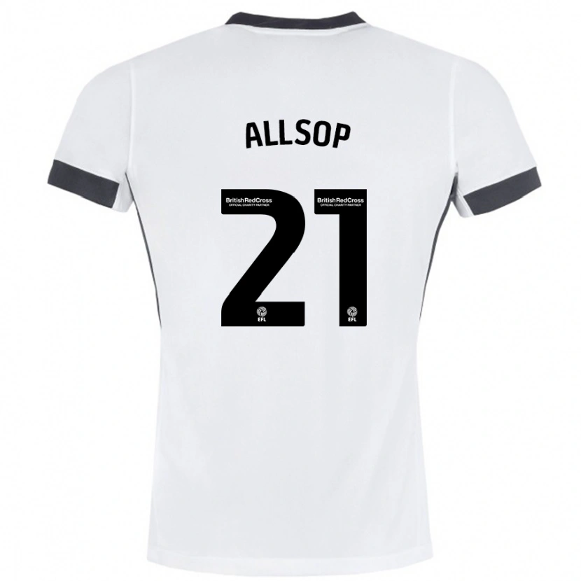 Danxen Mann Ryan Allsop #21 Hvit Svart Bortetrøye Drakt Trøye 2024/25 Skjorter T-Skjorte