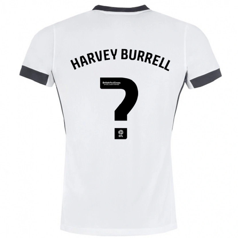 Danxen Mann William Harvey Burrell #0 Hvit Svart Bortetrøye Drakt Trøye 2024/25 Skjorter T-Skjorte