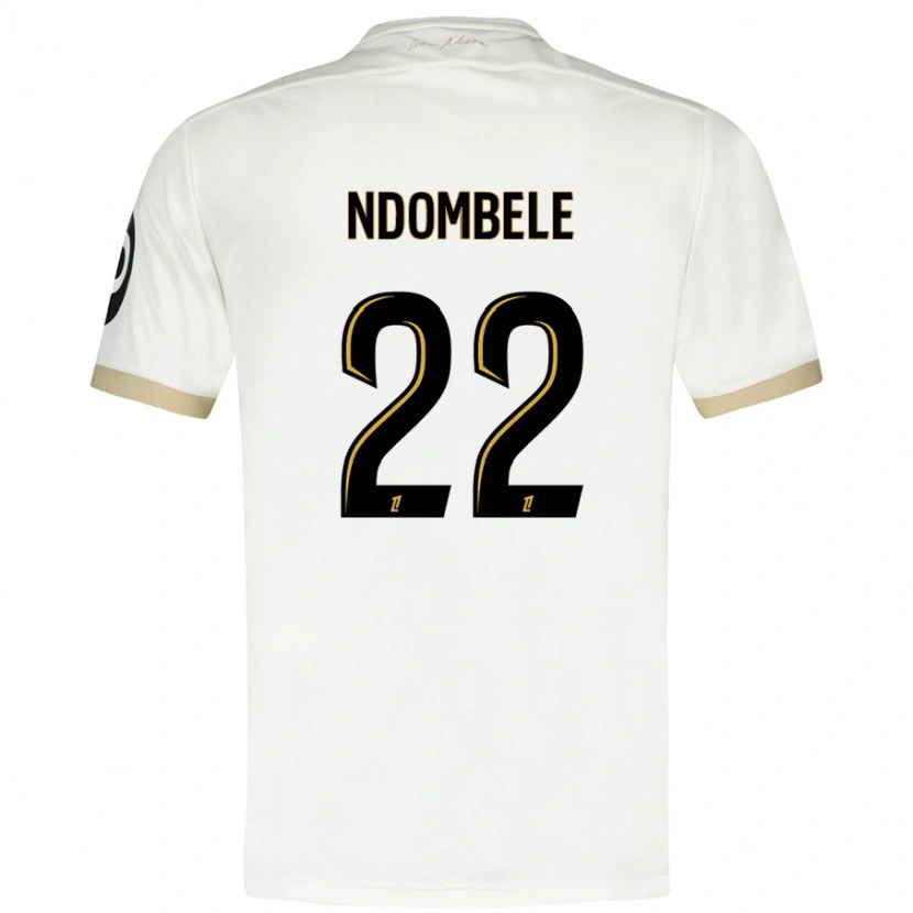 Danxen Mann Tanguy Ndombélé #22 Hvitt Gull Bortetrøye Drakt Trøye 2024/25 Skjorter T-Skjorte