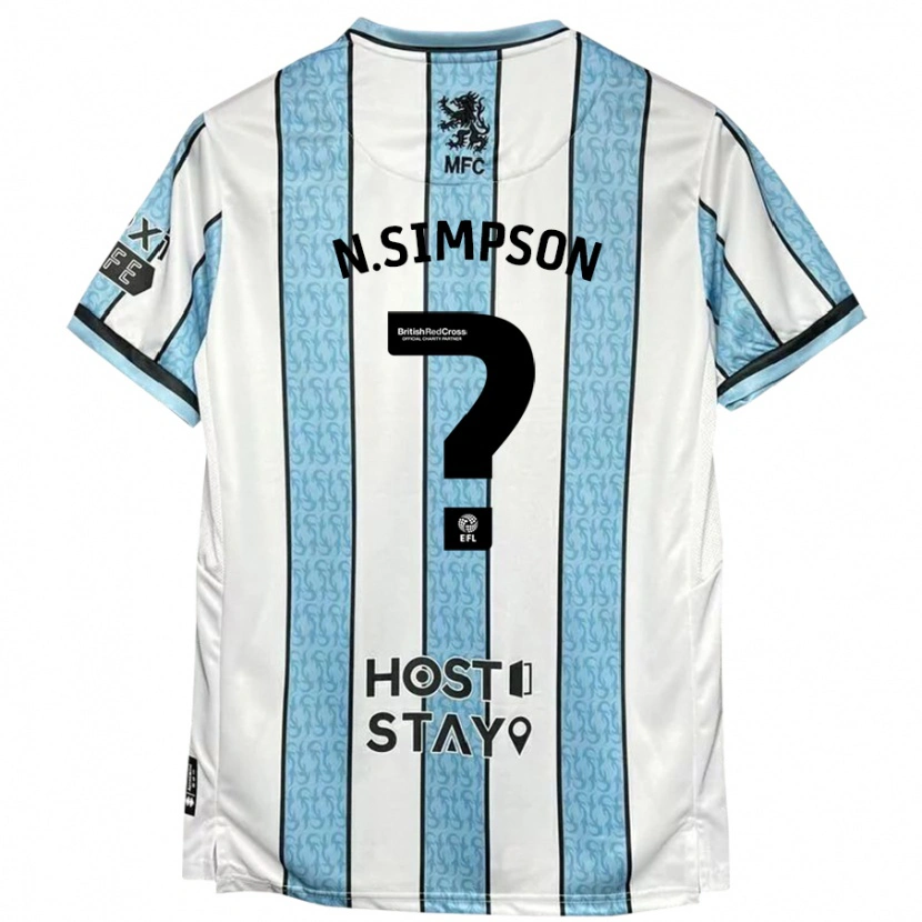 Danxen Mann Nathan Simpson #0 Hvit Blå Bortetrøye Drakt Trøye 2024/25 Skjorter T-Skjorte