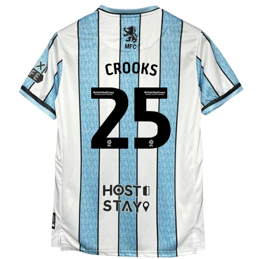 Danxen Mann Matt Crooks #25 Hvit Blå Bortetrøye Drakt Trøye 2024/25 Skjorter T-Skjorte