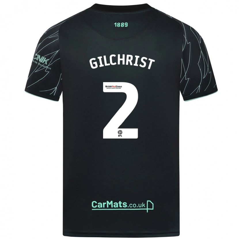 Danxen Mann Alfie Gilchrist #2 Svart Grønn Bortetrøye Drakt Trøye 2024/25 Skjorter T-Skjorte