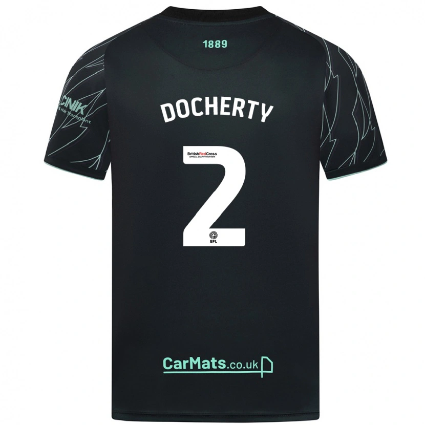 Danxen Mann Charley Docherty #2 Svart Grønn Bortetrøye Drakt Trøye 2024/25 Skjorter T-Skjorte
